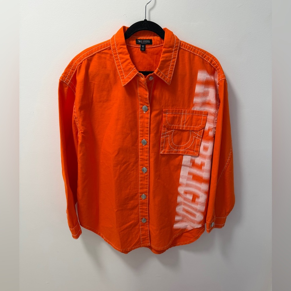 Men’s Vintage True Religion Orange Printed Shacket